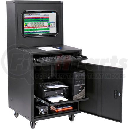 Global Industrial 249190ABK Global Industrial&#8482; Deluxe LCD Industrial Computer Cabinet, Black, Assembled