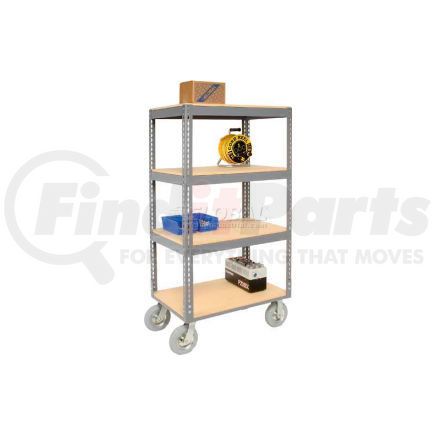 Global Industrial 983113 Global Industrial™ Easy Adjust Boltless 4 Shelf Truck 60x24 W/ Wood Shelves, Pneumatic Casters