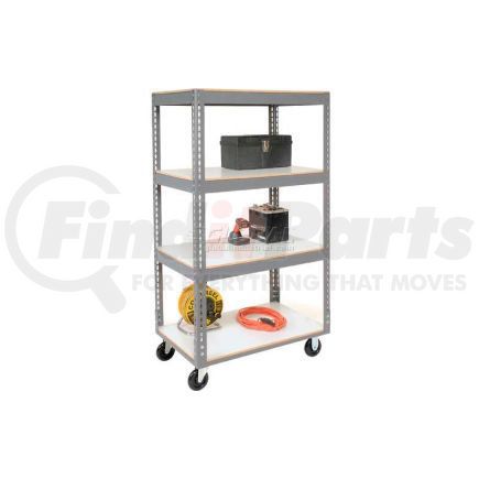 Global Industrial 330428 Global Industrial™ Easy Adjust Boltless 4 Shelf Truck 60x24, Laminate Shelves, Poly Casters