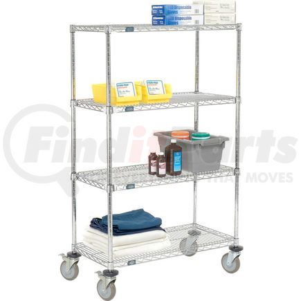 Global Industrial 580550AB Nexel&#174; E-Z Adjust Wire Shelf Truck 36x18x60 1200 Pound Capacity with Brakes