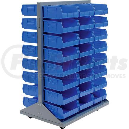 Global Industrial 550176BL Global Industrial&#153; Mobile Double Sided Floor Rack - 48 Blue Stacking Bins 36 x 54