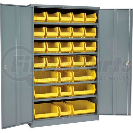 Global Industrial 500142 Global Industrial&#153; Locking Storage Cabinet 48x24x78, 29 YL Stacking Bins, 6 Shelves Unassembled