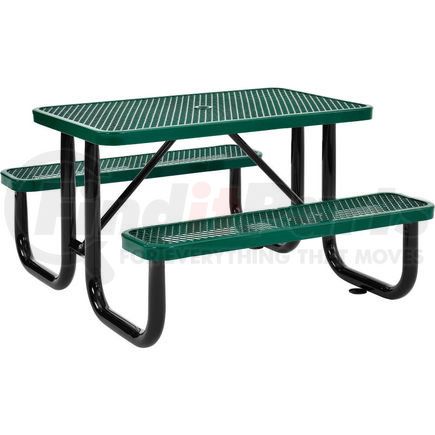 Global Industrial 695485GN Global Industrial&#153; 4 ft. Rectangular Outdoor Steel Picnic Table, Expanded Metal, Green