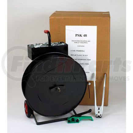 Pac Strapping Prod Inc PSK58 Polyester Strapping Kit 5/8" x 4,200' Coil With Tensioner, Sealer, Seals & Cart