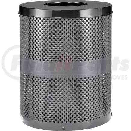Global Industrial 261925GY Global Industrial&#153; Outdoor Perforated Steel Trash Can With Flat Lid, 36 Gallon, Gray