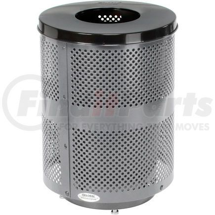 Global Industrial 261925GYD Global Industrial&#153; Outdoor Perforated Steel Trash Can With Flat Lid & Base, 36 Gallon, Gray