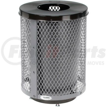 Global Industrial 261924GYD Global Industrial&#153; Outdoor Diamond Steel Trash Can With Flat Lid & Base, 36 Gallon, Gray