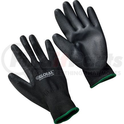 Global Industrial 708350M Global Industrial&#8482; Flat Polyurethane Coated Gloves, Black/Black, Medium, 1-Pair