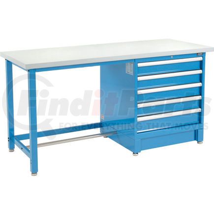 Global Industrial 711159 Global Industrial™ 72"Wx30"D Modular Workbench W/ 5 Drawers, Plastic Laminate Square Edge, Blue