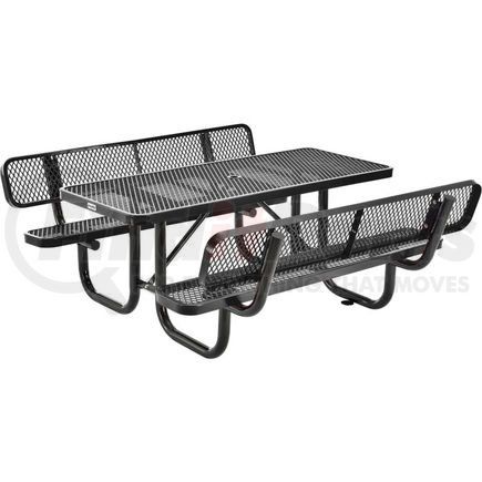 GLOBAL INDUSTRIAL 277620BK Global Industrial&#153; 4' Rectangular Outdoor Picnic Table With Backrests, Expanded Metal, Black