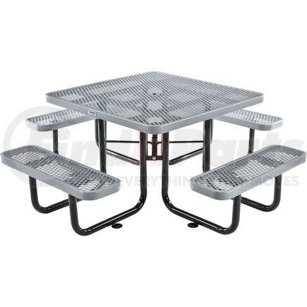 GLOBAL INDUSTRIAL 277151GY Global Industrial&#153; 46" Square Outdoor Steel Picnic Table, Expanded Metal, Gray