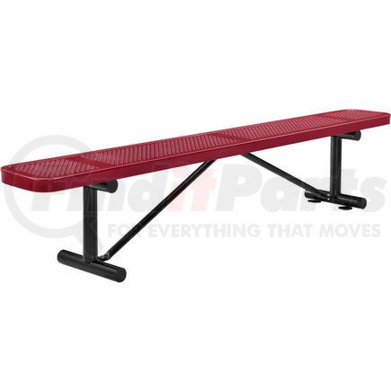 GLOBAL INDUSTRIAL 262076RD Global Industrial&#8482; 8 ft. Outdoor Steel Flat Bench - Perforated Metal - Red