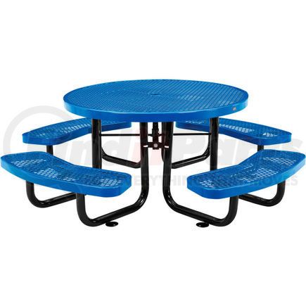 Global Industrial 277150KBL Global Industrial&#153; 46" Child's Round Outdoor Steel Picnic Table, Expanded Metal, Blue