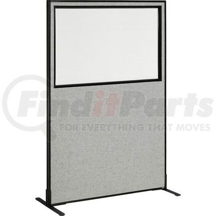 Global Industrial 695789FWGY Interion&#174; Freestanding Office Partition Panel with Partial Window, 48-1/4"W x 96"H, Gray