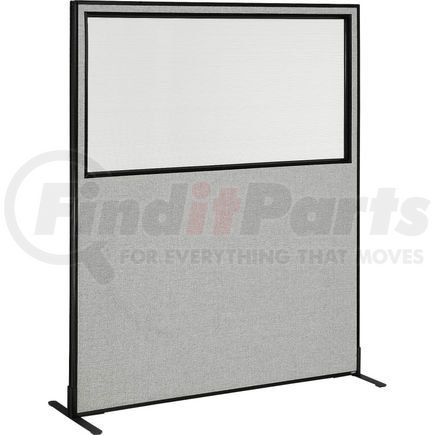 Global Industrial 695790FWGY Interion&#174; Freestanding Office Partition Panel with Partial Window, 60-1/4"W x 96"H, Gray