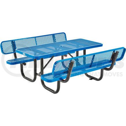 Global Industrial 277620BL Global Industrial&#153; 4' Rectangular Outdoor Picnic Table With Backrests, Expanded Metal, Blue