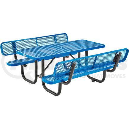 GLOBAL INDUSTRIAL 277620BL Global Industrial&#153; 4' Rectangular Outdoor Picnic Table With Backrests, Expanded Metal, Blue