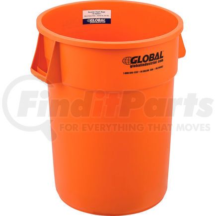 Global Industrial 240462BOR Global Industrial&#153; Plastic Trash Can - 44 Gallon Bright Orange