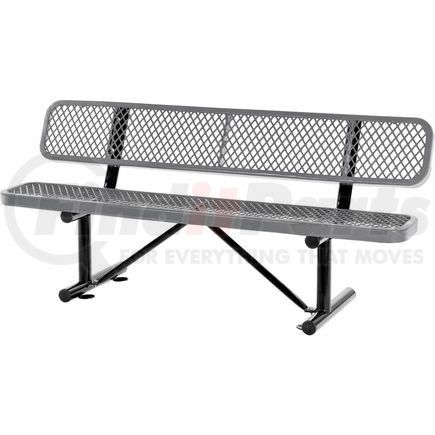 GLOBAL INDUSTRIAL 277154GY Global Industrial&#8482; 6 ft. Outdoor Steel Bench with Backrest - Expanded Metal - Gray