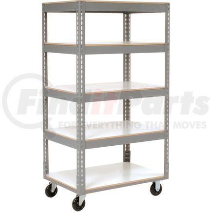 Global Industrial 330413 Global Industrial&#153; Easy Adjust Boltless 5 Shelf Truck 36x18, Laminate Shelves, Poly Casters