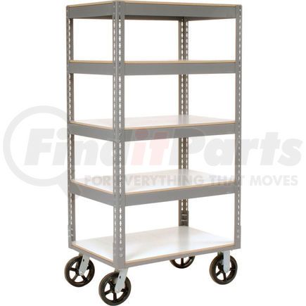 Global Industrial 330414 Global Industrial&#153; Easy Adjust Boltless 5 Shelf Truck 36x18 W/ Laminate Shelves, Rubber Casters