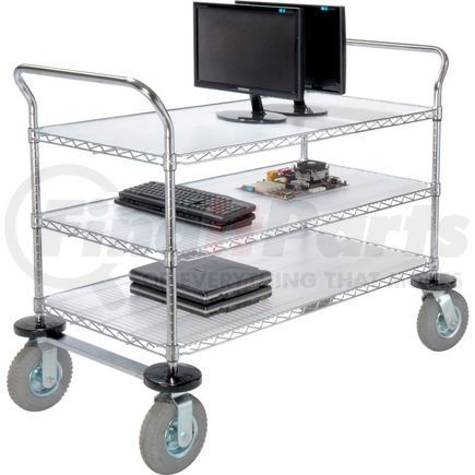 Global Industrial 188788 Nexel&#174; Chrome Wire Shelf Instrument Cart 48x24 3 Shelves 1200 Lb. Capacity