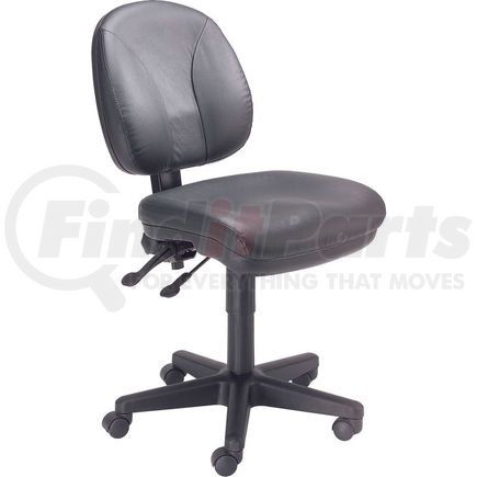 GLOBAL INDUSTRIAL 808653 Interion&#174; Task Chair With Arms With Mid Back & Adjustable Arms, Leather, Black