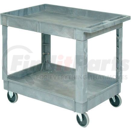 Global Industrial 498526 Global Industrial&#153; Standard Tray Top Plastic Utility Cart, 2 Shelf, 40"Lx26"W, 5" Casters, Gray