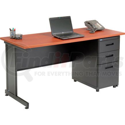 Global Industrial 670073CH Interion&#174; Office Desk with 3 Drawers - 60" x 24" - Cherry