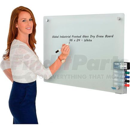 GLOBAL INDUSTRIAL 695498 Global Industrial&#8482; Frosted Glass Dry Erase Board - 36 x 24