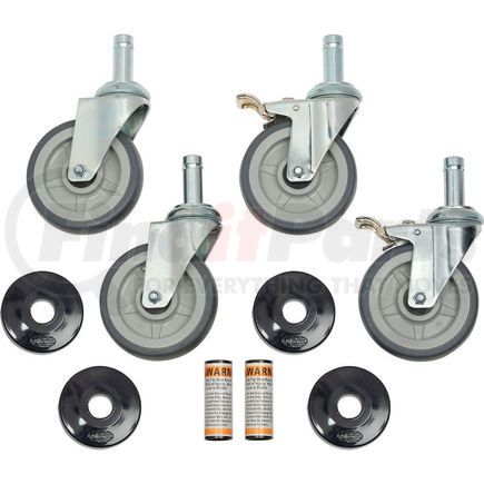 Global Industrial 800283 Rubber Swivel Stem Set of (4) Casters 5 Inch 2 Brake/ Donut Bumper