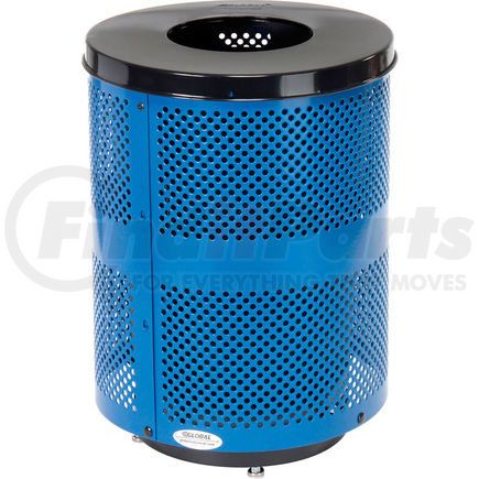 Global Industrial 261925BLD Global Industrial&#153; Outdoor Perforated Steel Trash Can With Flat Lid & Base, 36 Gallon, Blue