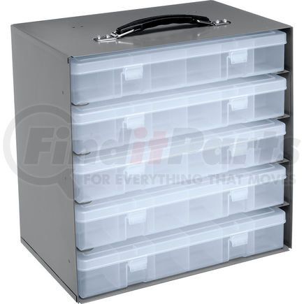 Global Industrial 493512 Durham Steel Compartment Box Rack 13-1/2 x 9-1/8 x 13-1/4 with 5 of 24-Compartment Plastic Boxes