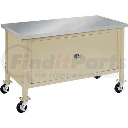 Global Industrial 249213TN Global Industrial™ 60 x 30 Mobile Workbench - Security Cabinet, Stainless Steel Square Edge Tan