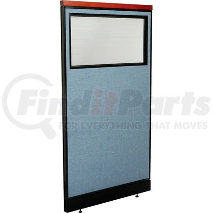 Global Industrial 694731WPBL Interion&#174; Deluxe Office Partition Panel w/Partial Window & Pass-Thru Cable 36-1/4Wx65-1/2H BLU