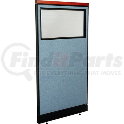 GLOBAL INDUSTRIAL 694731WPBL Interion&#174; Deluxe Office Partition Panel w/Partial Window & Pass-Thru Cable 36-1/4Wx65-1/2H BLU