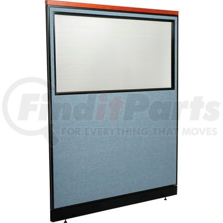 GLOBAL INDUSTRIAL 694737WPBL Interion&#174; Deluxe Office Partition Panel w/Partial Window & Pass-Thru Cable 60-1/4Wx77-1/2H BLU