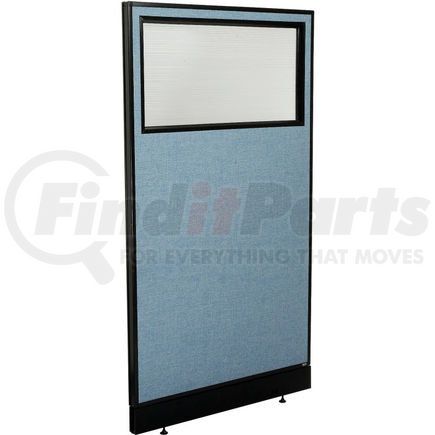 GLOBAL INDUSTRIAL 694723WPBL Interion&#174; Office Partition Panel with Partial Window & Pass-Thru Cable, 36-1/4"W x 64"H, Blue