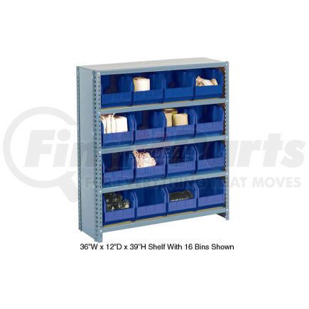 Global Industrial 603271BL Global Industrial&#153; Steel Closed Shelving - 28 Blue Plastic Stacking Bins 10 Shelves - 36x18x73