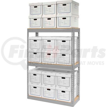 Global Industrial 130098 Global Industrial&#8482; Record Storage Open With Boxes 42"WX15"DX60"H - Gray