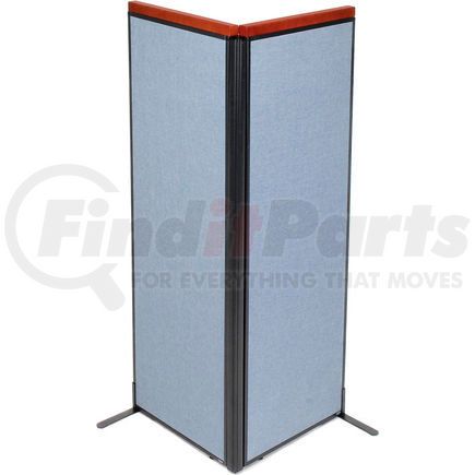 Global Industrial 695071BL Interion&#174; Deluxe Freestanding 2-Panel Corner Room Divider, 24-1/4"W x 73-1/2"H Panels, Blue