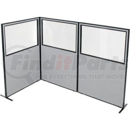 Global Industrial 695048GY Interion&#174; Freestanding 3-Panel Corner Room Divider w/Partial Window 48-1/4"W x 72"H Panels Gray