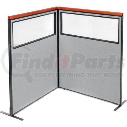 GLOBAL INDUSTRIAL 695017GY Interion&#174; Deluxe Freestanding 2-Panel Corner Divider w/Partial Window 48-1/4"W x 61-1/2"H Gray