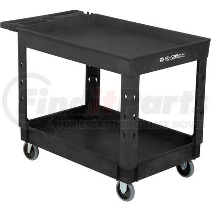 Global Industrial 800334 Global Industrial&#153; Tray Top Plastic Utility Cart, 2 Shelf, 44"Lx25-1/2"W, 5" Casters, Black