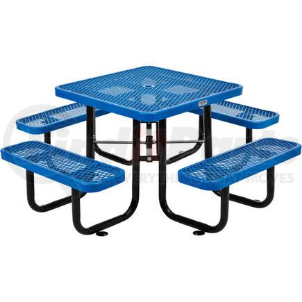 Global Industrial 695501BL Global Industrial&#153; 3 ft. Square Outdoor Steel Picnic Table, Expanded Metal, Blue