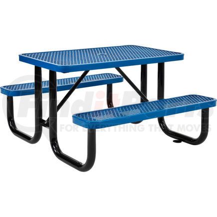 GLOBAL INDUSTRIAL 695485BL Global Industrial&#153; 4 ft. Rectangular Outdoor Steel Picnic Table, Expanded Metal, Blue