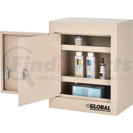 Global Industrial 436952 Global Industrial&#153; Small Narcotics Cabinet, Double Door/Double Lock, 12"W x 8"D x 15"H, Beige