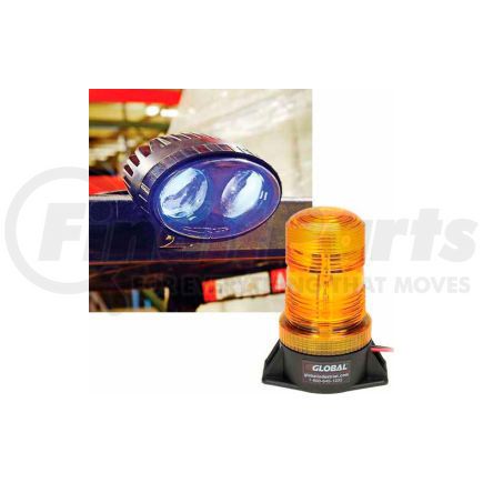 Global Industrial 988938 Global Industrial&#153; (2) Forklift LED Pedestrian Warning Light + (1) LED Amber Strobe Light Combo