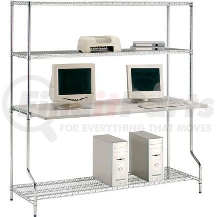 Global Industrial 651330 Nexel&#153; 4-Shelf Wire Computer LAN Workstation, 72"W x 30"D x 74"H, Chrome