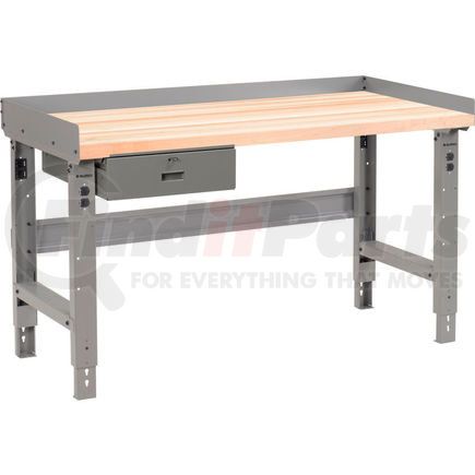 Global Industrial 249520 Global Industrial&#153; 60 x 30 Adj Height Workbench w/Drawer, Maple Square Edge Top - Gray